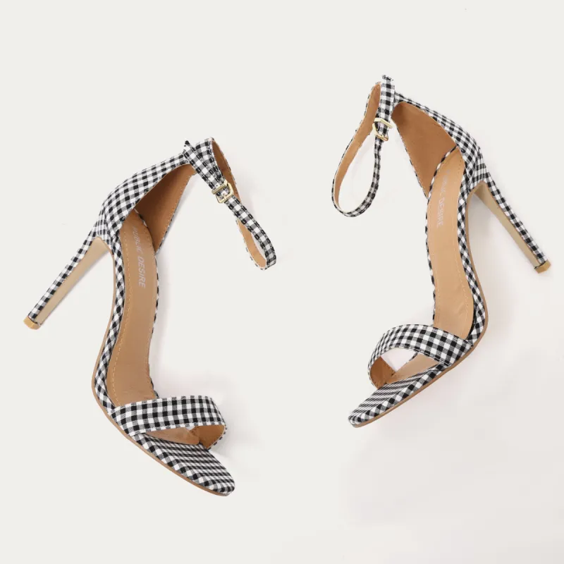 Avril Barely There Heels in Gingham sold by Public Desire