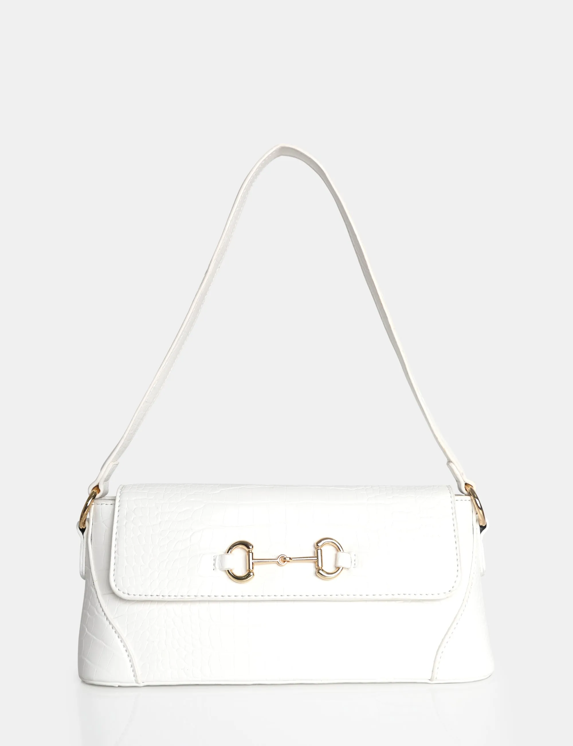 The Issy White Croc Pu Buckle Shoulder Bag sold by Public Desire
