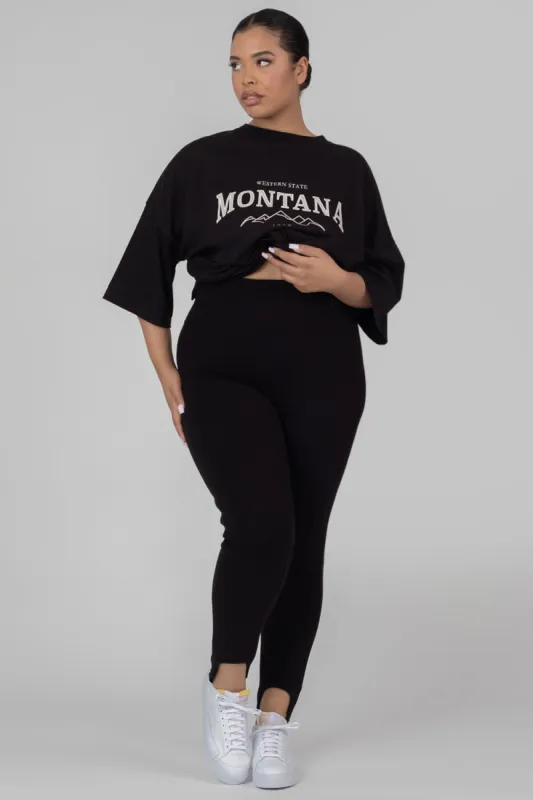 Curve Rib Stirrup Legging Black sold by Public Desire