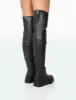 Erica Wide Fit Black Pu Chunky Platform Over The Knee Boots sold by Public Desire