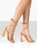 Lori Tan Strappy Lace Up Square Toe Heels sold by Public Desire