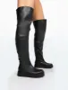 Erica Wide Fit Black Pu Chunky Platform Over The Knee Boots sold by Public Desire