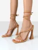 Lori Tan Strappy Lace Up Square Toe Heels sold by Public Desire