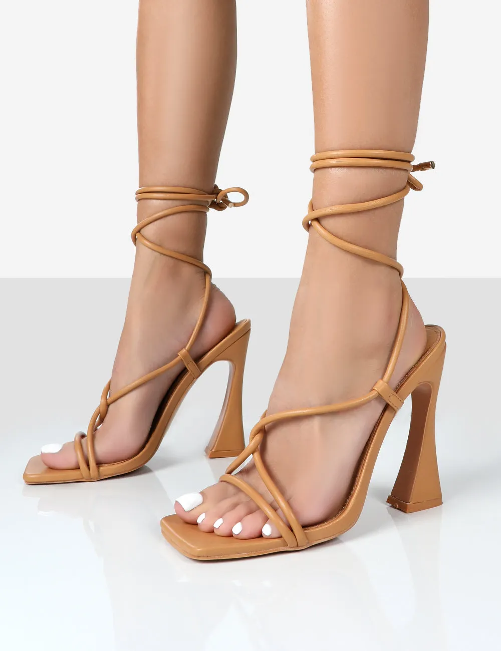 Lori Tan Strappy Lace Up Square Toe Heels sold by Public Desire product image thumbnail 3