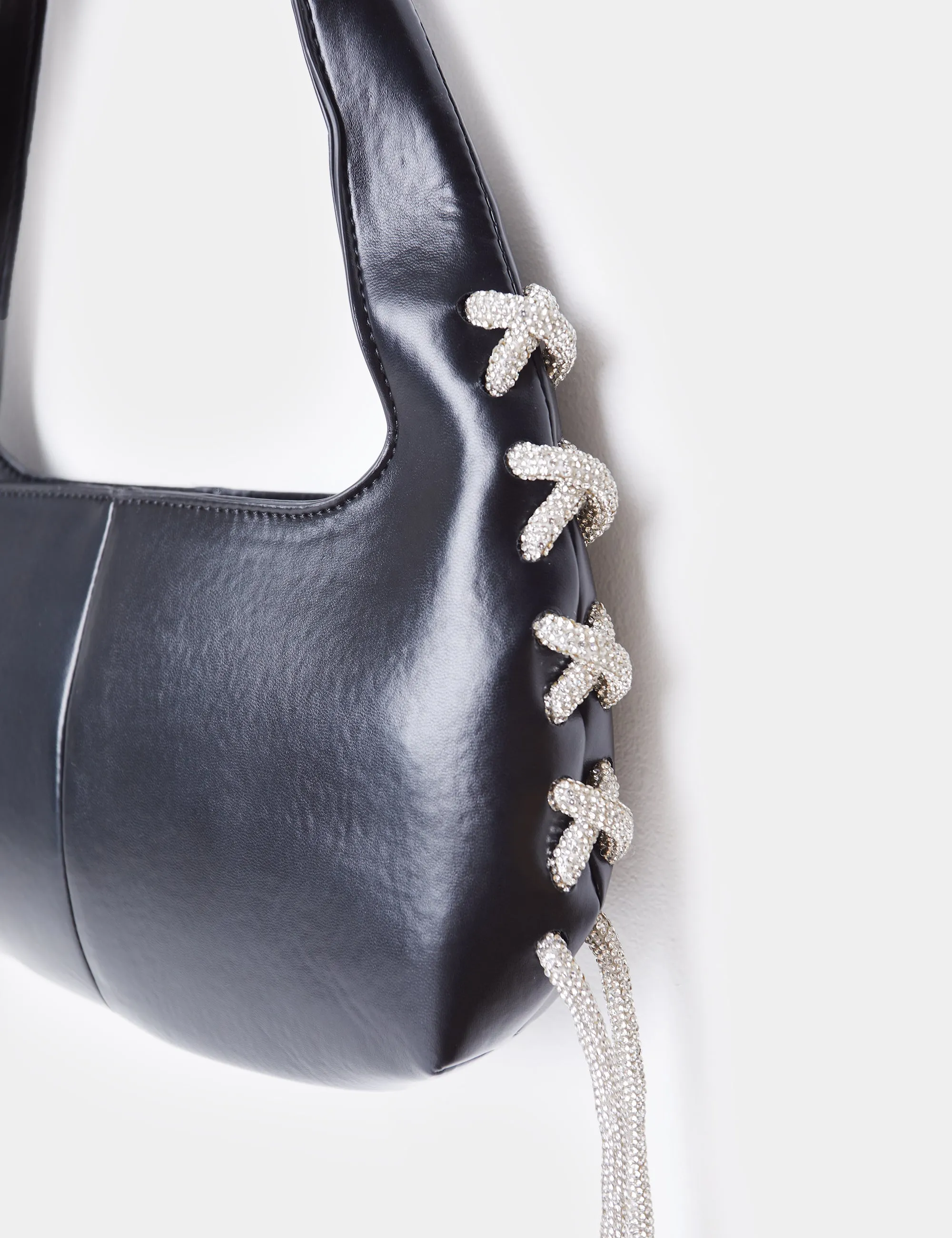 The Ember Black Diamante Rope Shoulder Bag sold by Public Desire product image thumbnail 2