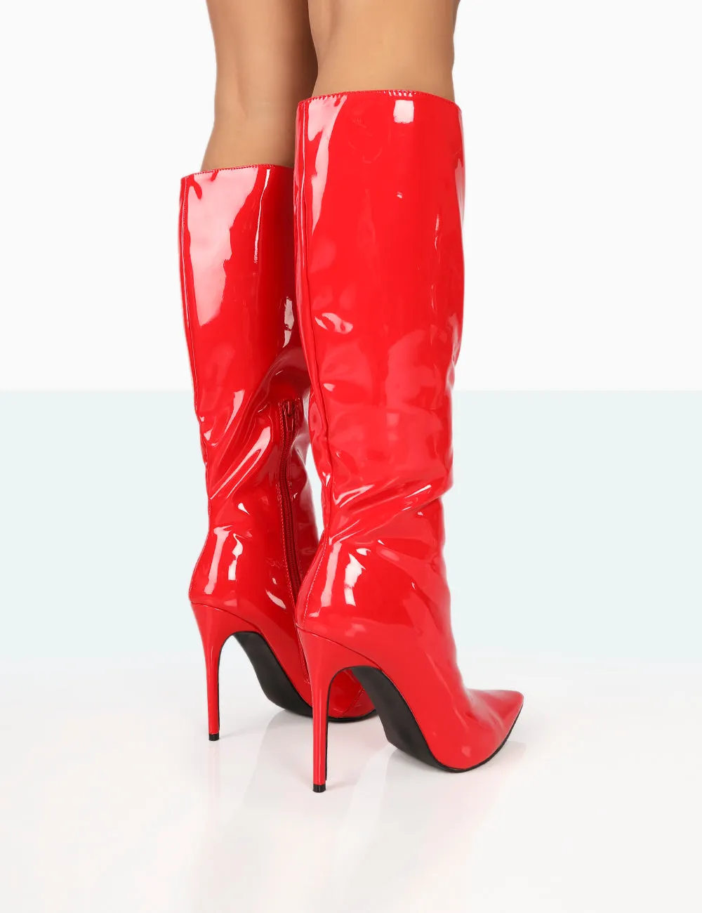 Horizon Red Patent Stiletto Knee High Boots sold by Public Desire product image thumbnail 5