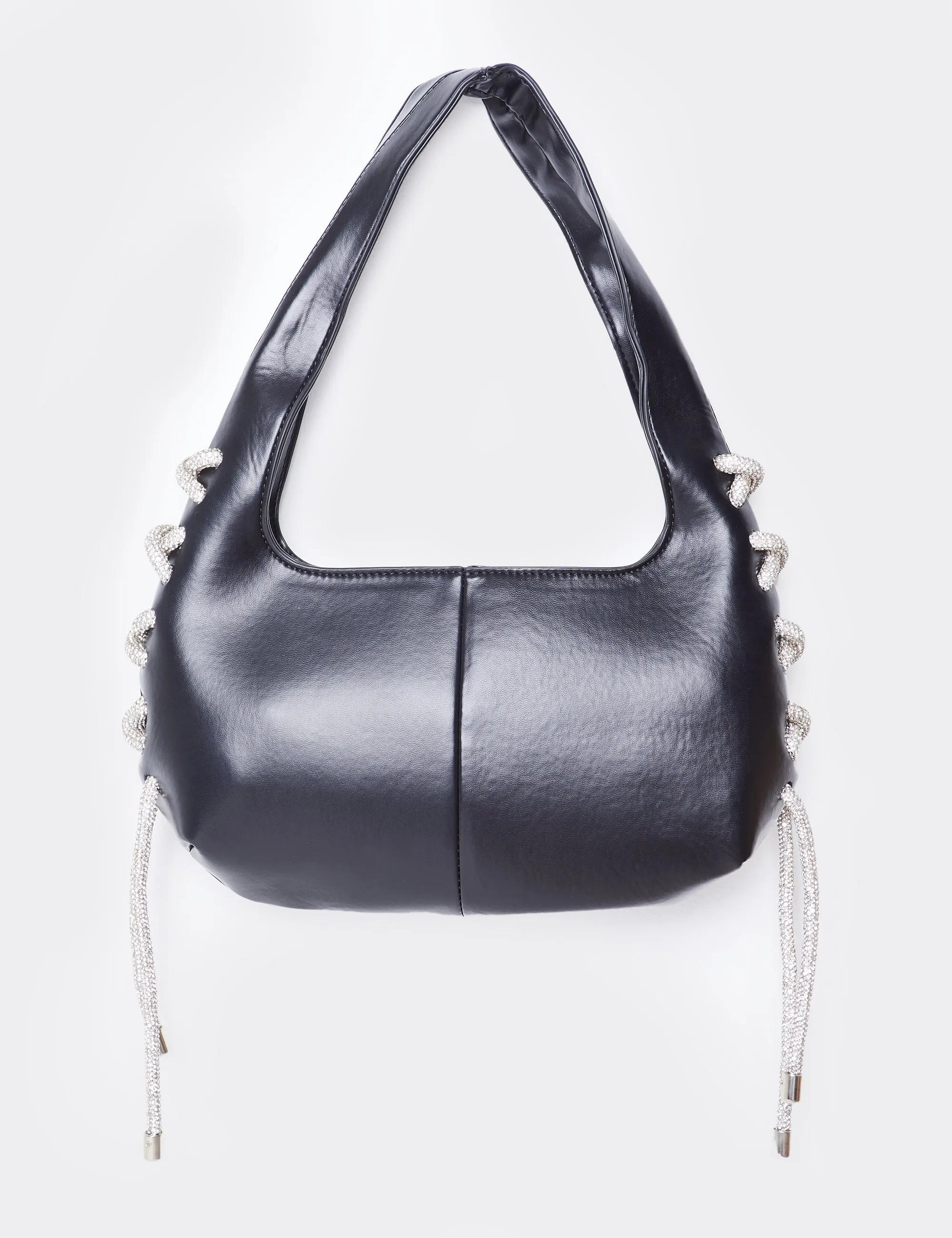 The Ember Black Diamante Rope Shoulder Bag sold by Public Desire