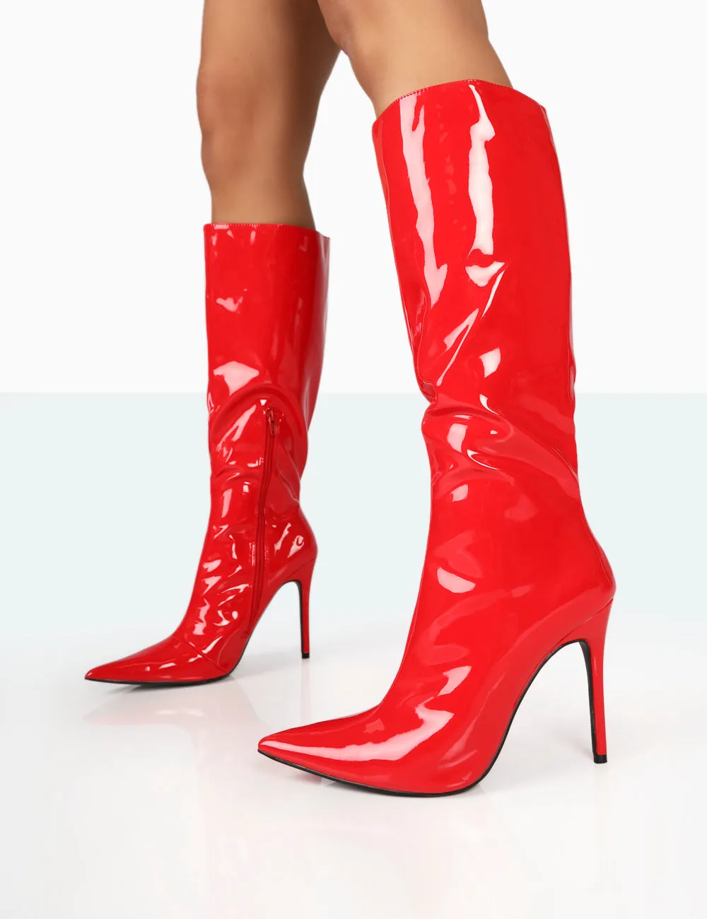 Horizon Red Patent Stiletto Knee High Boots sold by Public Desire product image thumbnail 2