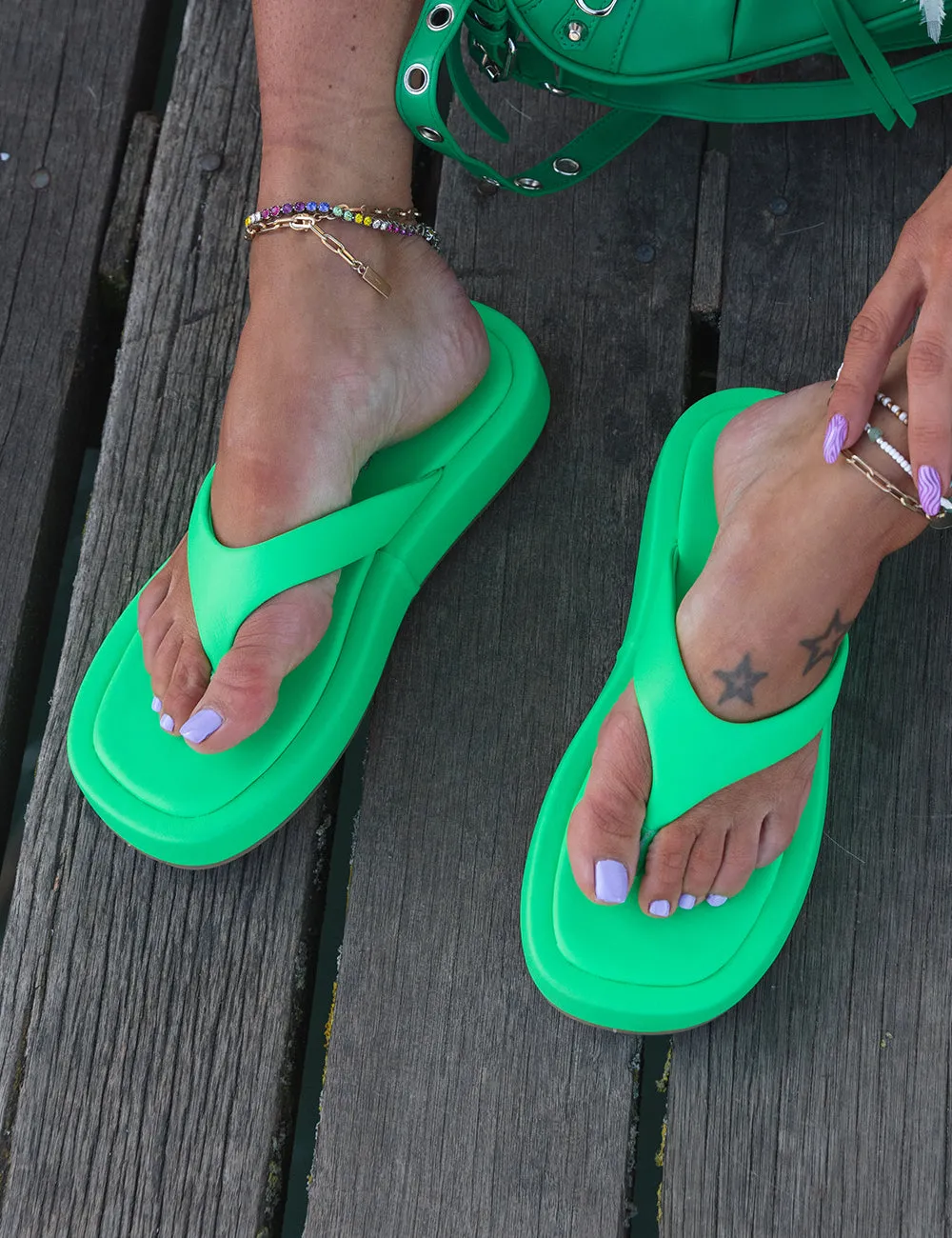 Surfs Up Green Flatform Flip Flop Sandals sold by Public Desire product image thumbnail 5