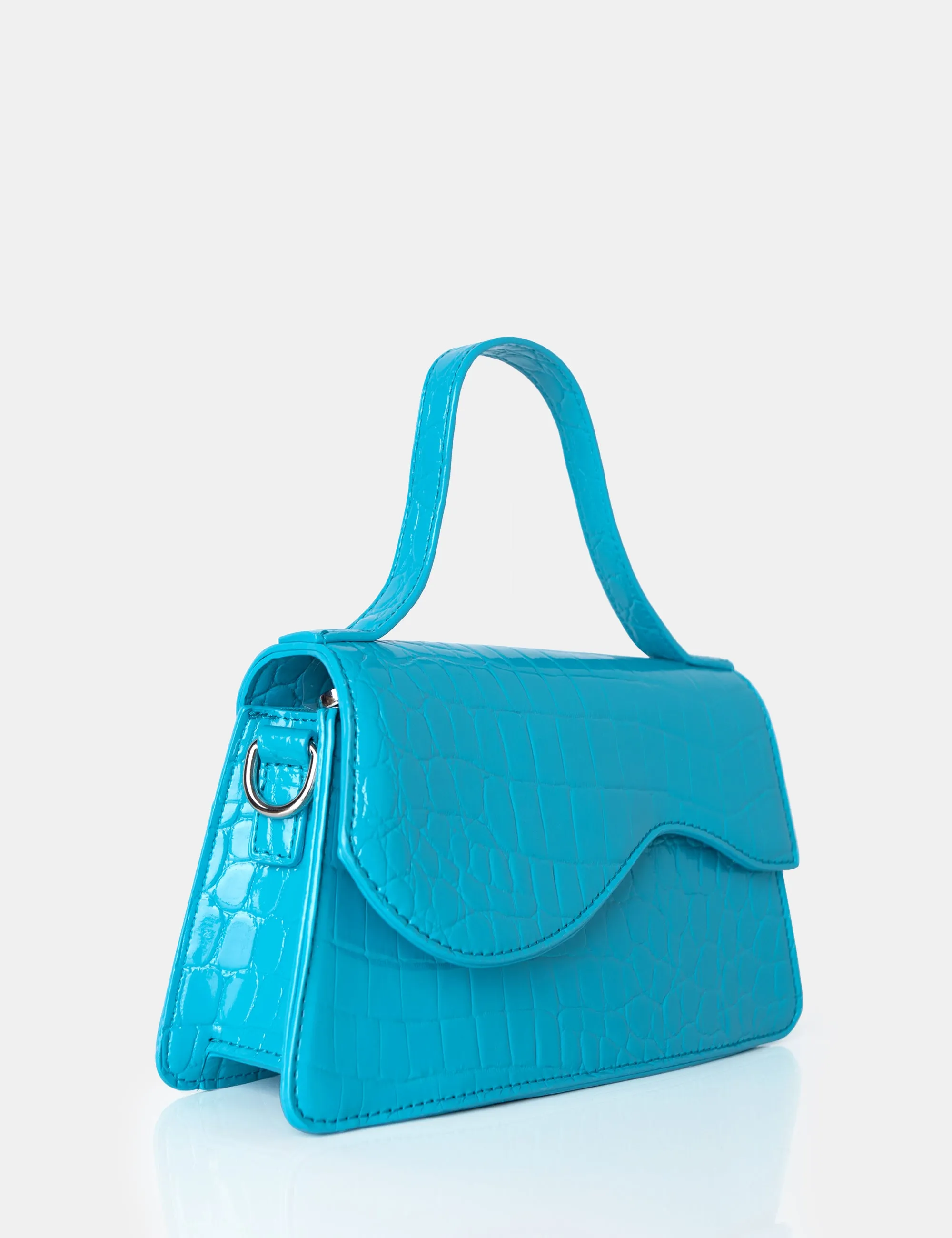 The Polly Blue Croc Top Handle Mini Bag sold by Public Desire product image thumbnail 3