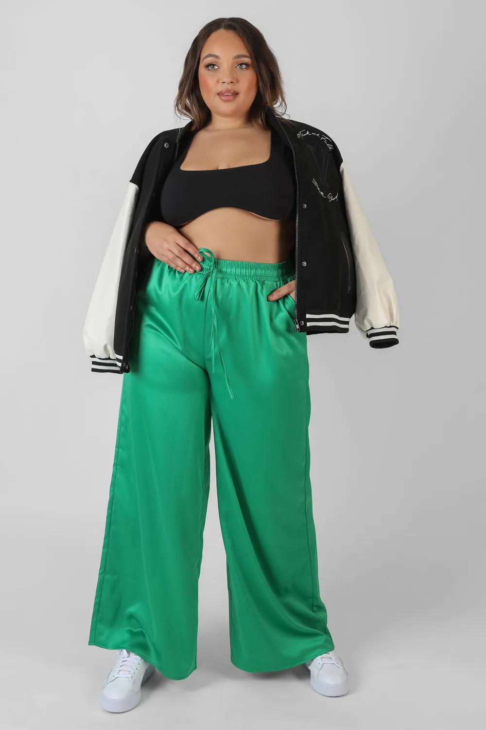 Curve Satin Wide Leg Trousers Green sold by Public Desire product image thumbnail 5