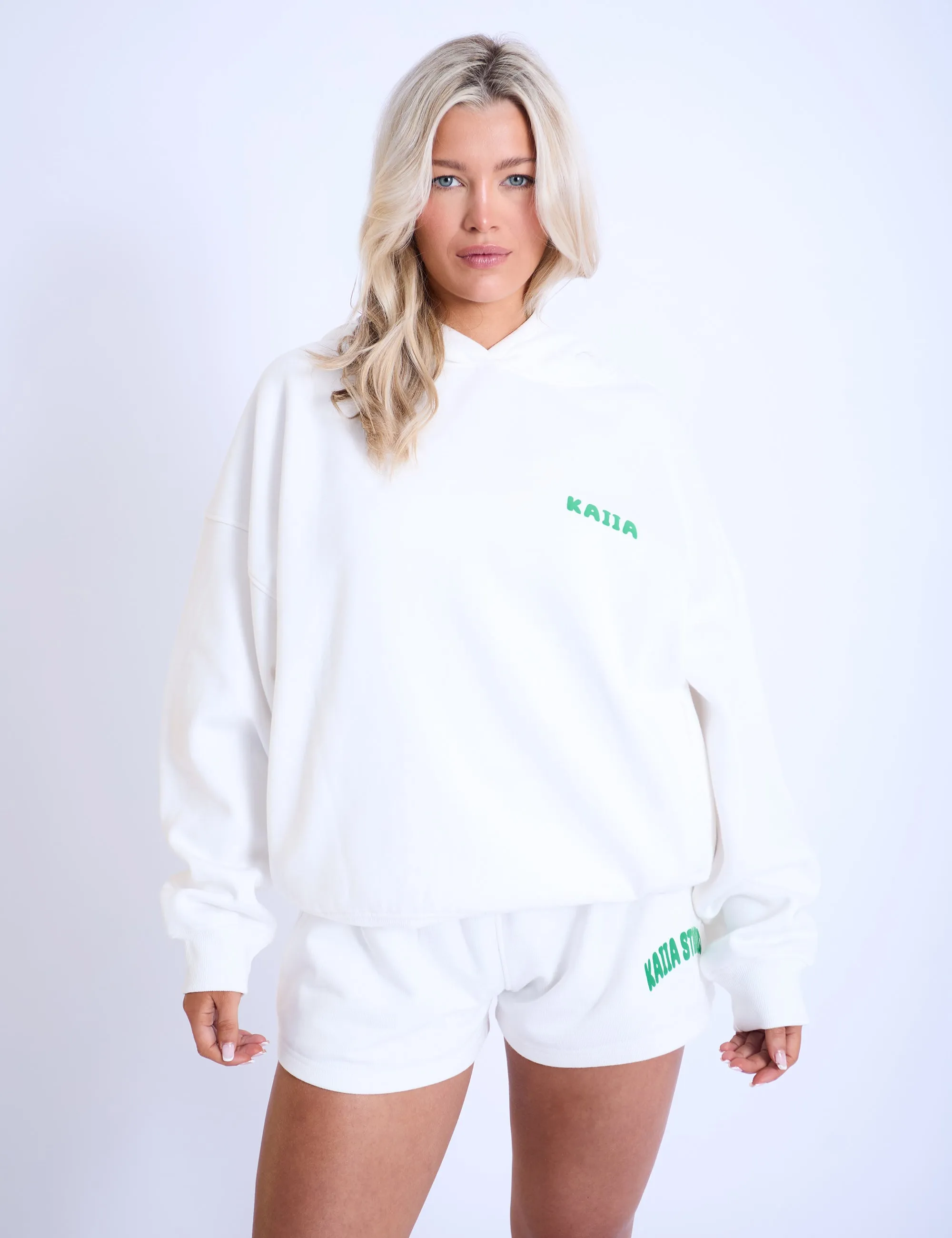 Kaiia Design Bubble Logo Oversized Hoodie Off White & Green sold by Public Desire product image thumbnail 2