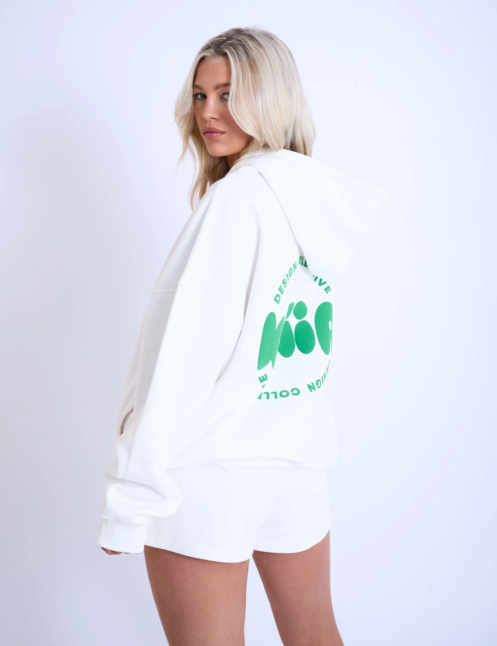 Kaiia Design Bubble Logo Oversized Hoodie Off White & Green sold by Public Desire product image thumbnail 3