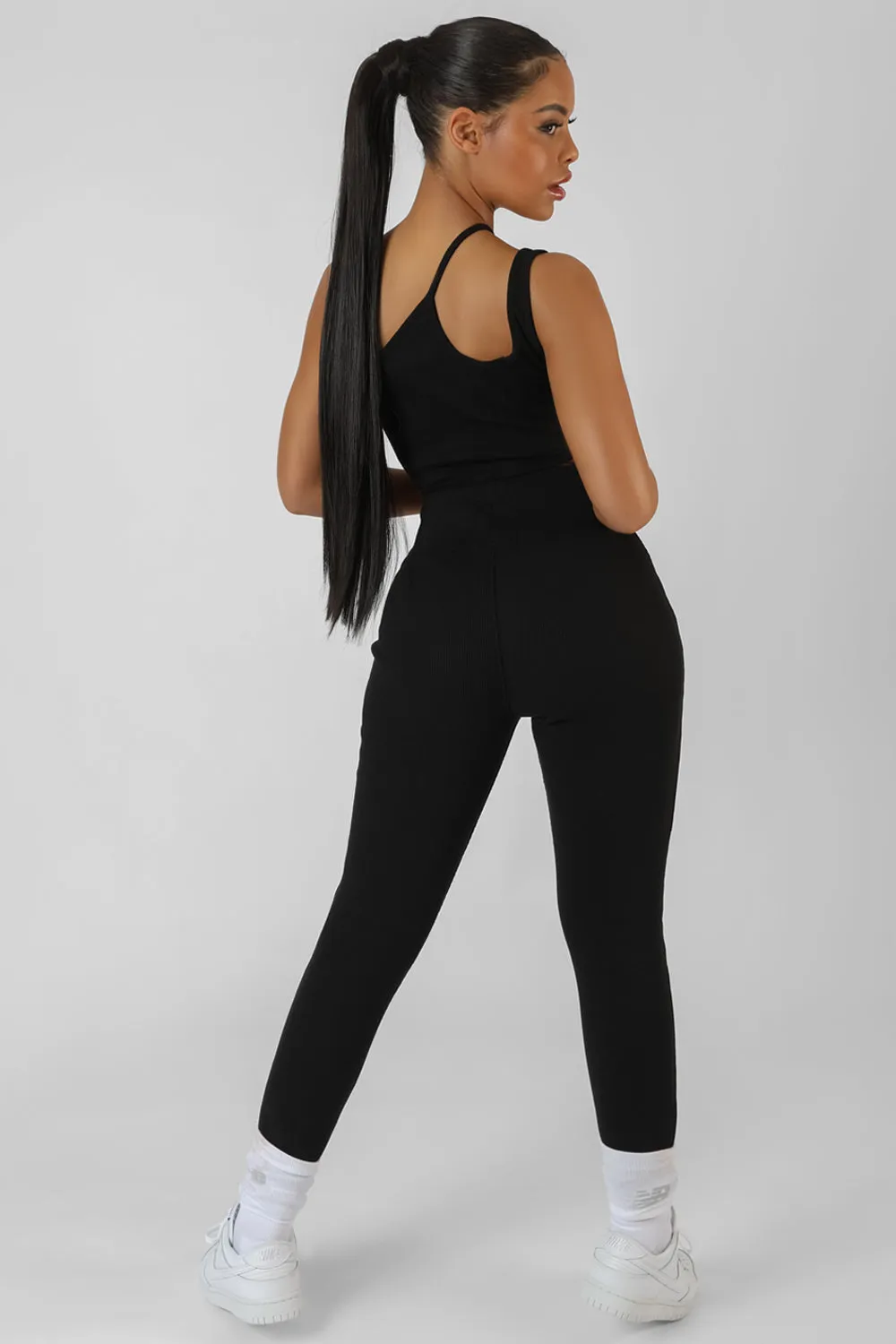 Asymmetric Strappy Kaiia Sport Crop Top Black sold by Public Desire product image thumbnail 4