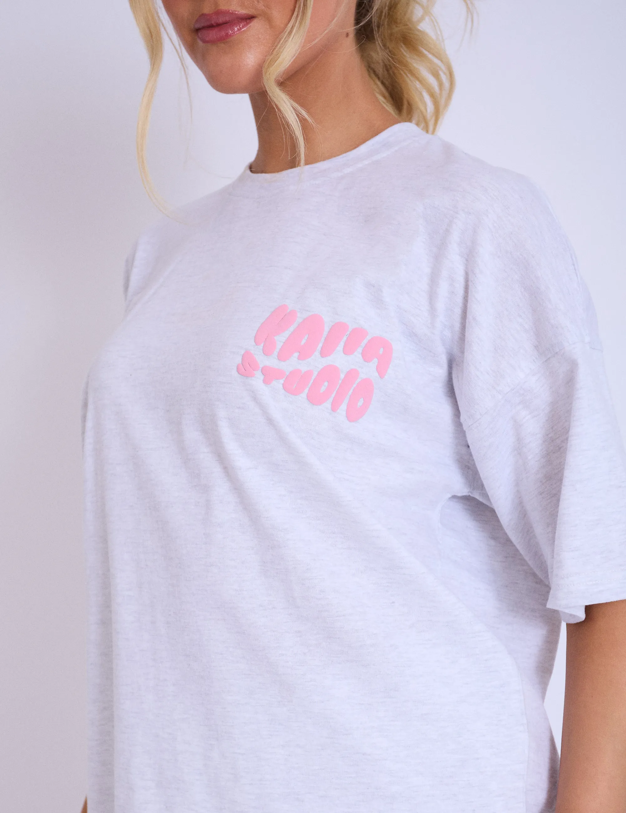 Kaiia Studio Bubble Logo Oversized T-shirt Light Grey Marl & Pink sold by Public Desire product image thumbnail 2