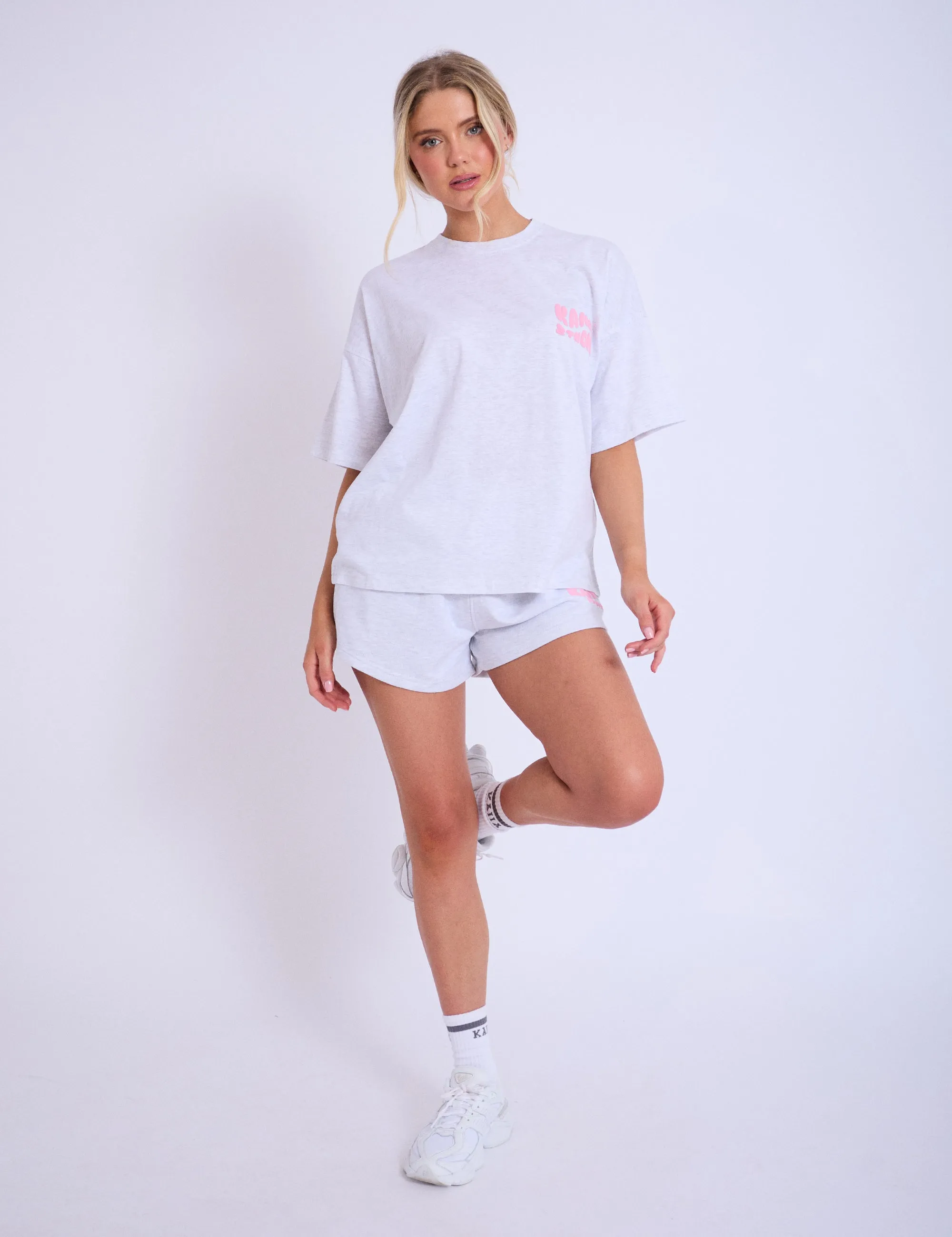 Kaiia Studio Bubble Logo Oversized T-shirt Light Grey Marl & Pink sold by Public Desire product image thumbnail 4
