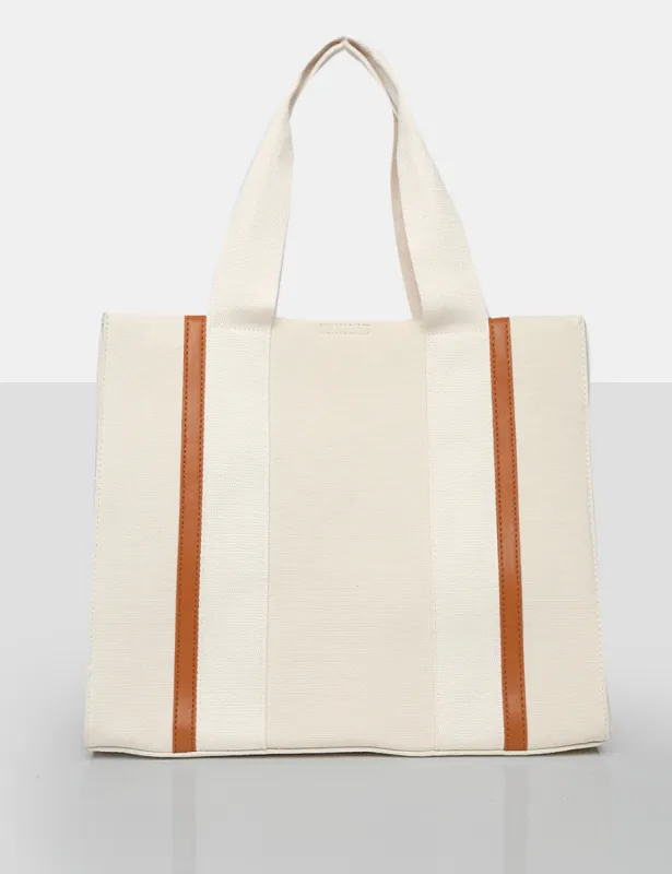 The Maia Ecru Canvas Beach Tote Bag sold by Public Desire