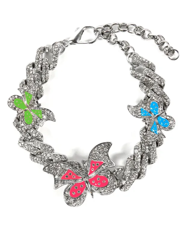 Butterfly Anklet Silver Multi sold by Public Desire