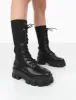 Hudson Black PU Lace Up Chunky Knee High Boots sold by Public Desire