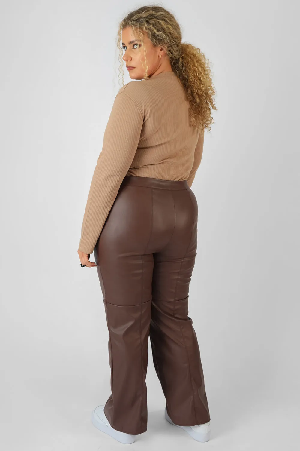 Curve Zip Front Ribbed Bodysuit Light Brown sold by Public Desire product image thumbnail 3