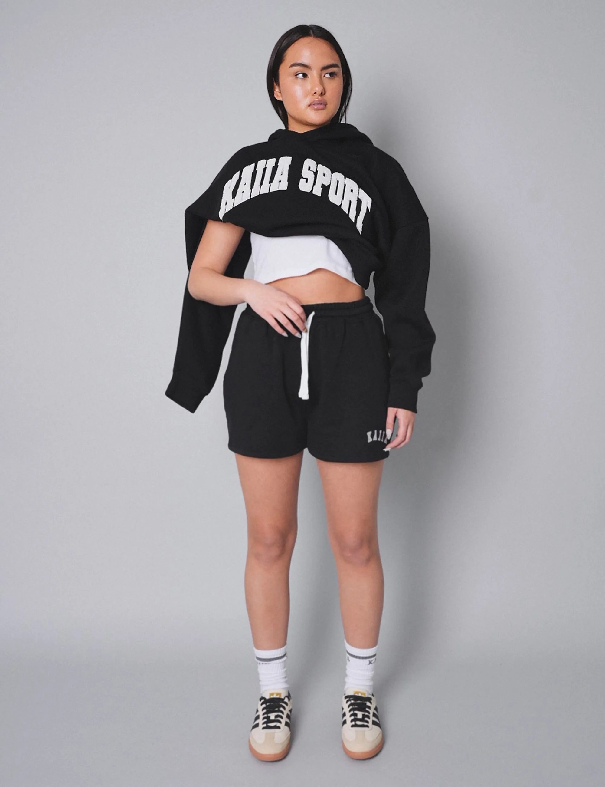 Kaiia Sport Slogan Oversized Hoodie Black With White sold by Public Desire product image thumbnail 3