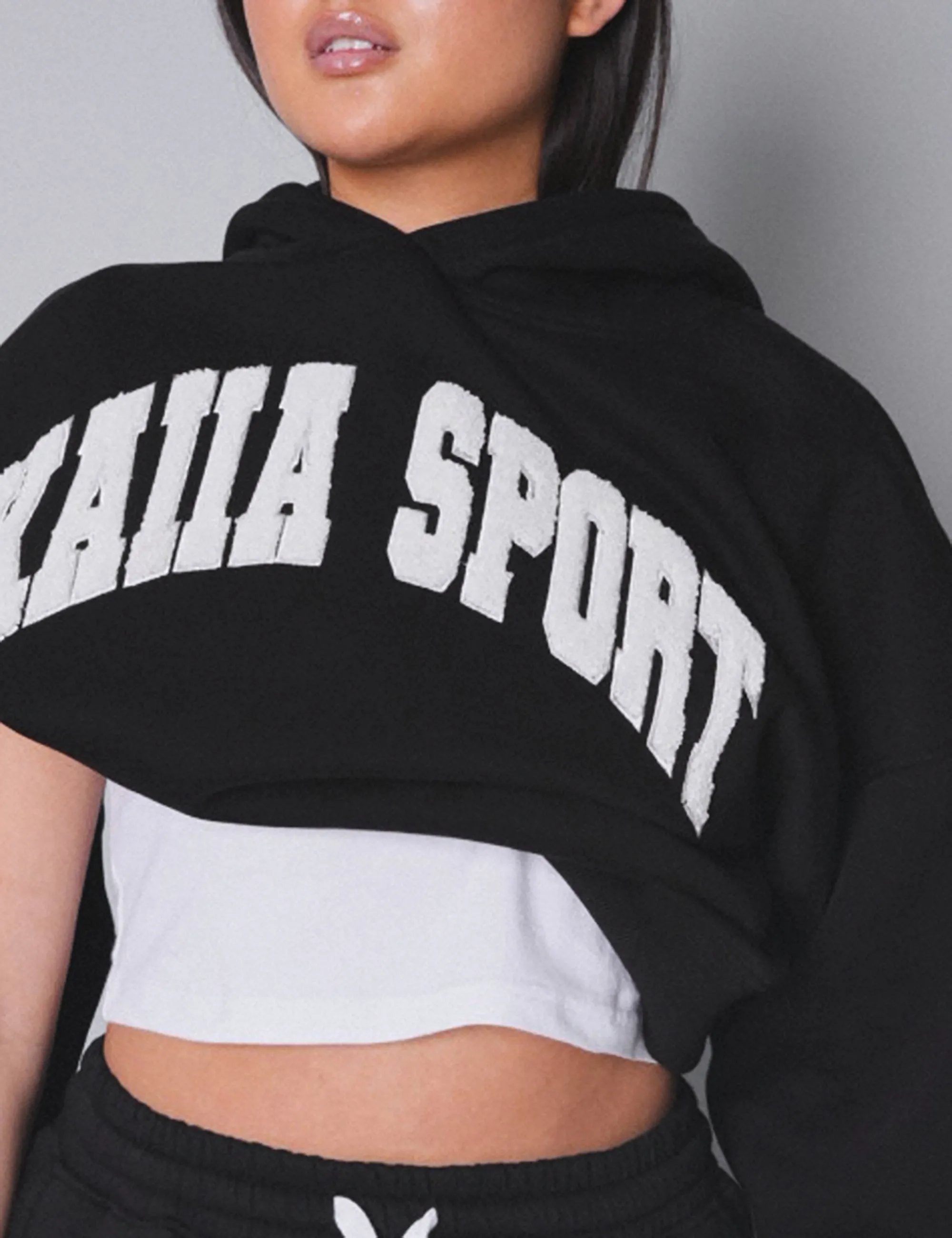 Kaiia Sport Slogan Oversized Hoodie Black With White sold by Public Desire product image thumbnail 4