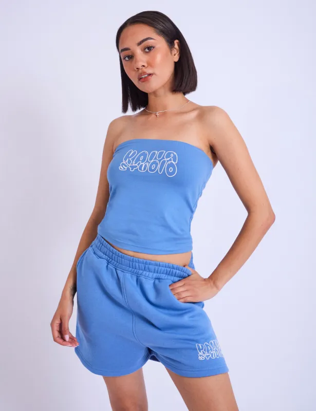 Kaiia Studio Bubble Logo Bandeau Top Blue sold by Public Desire