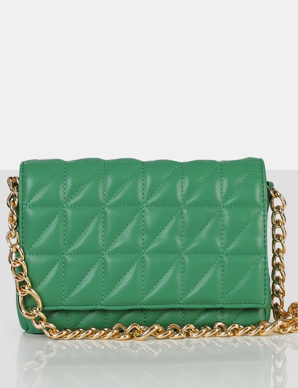 The Kahlo Green Gold Chain Shoulder Mini Bag sold by Public Desire