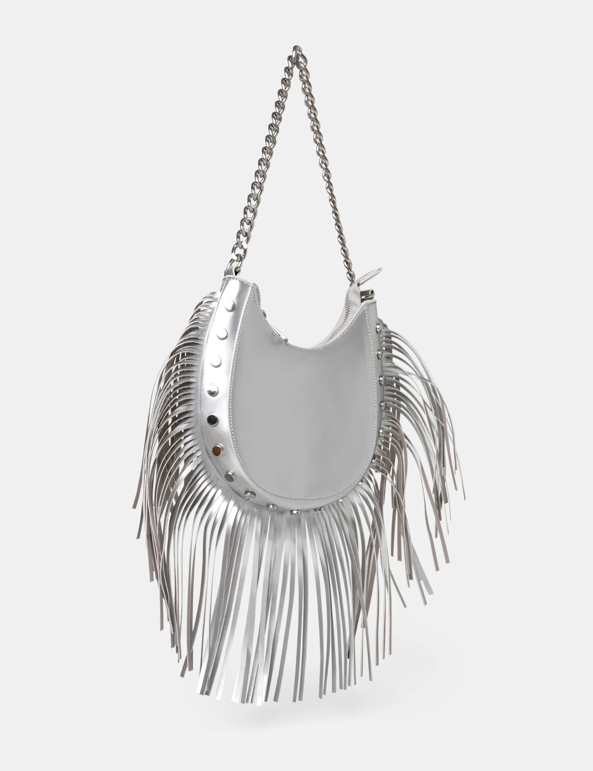 The Western Silver Metallic Tassle Shoulder Bag sold by Public Desire