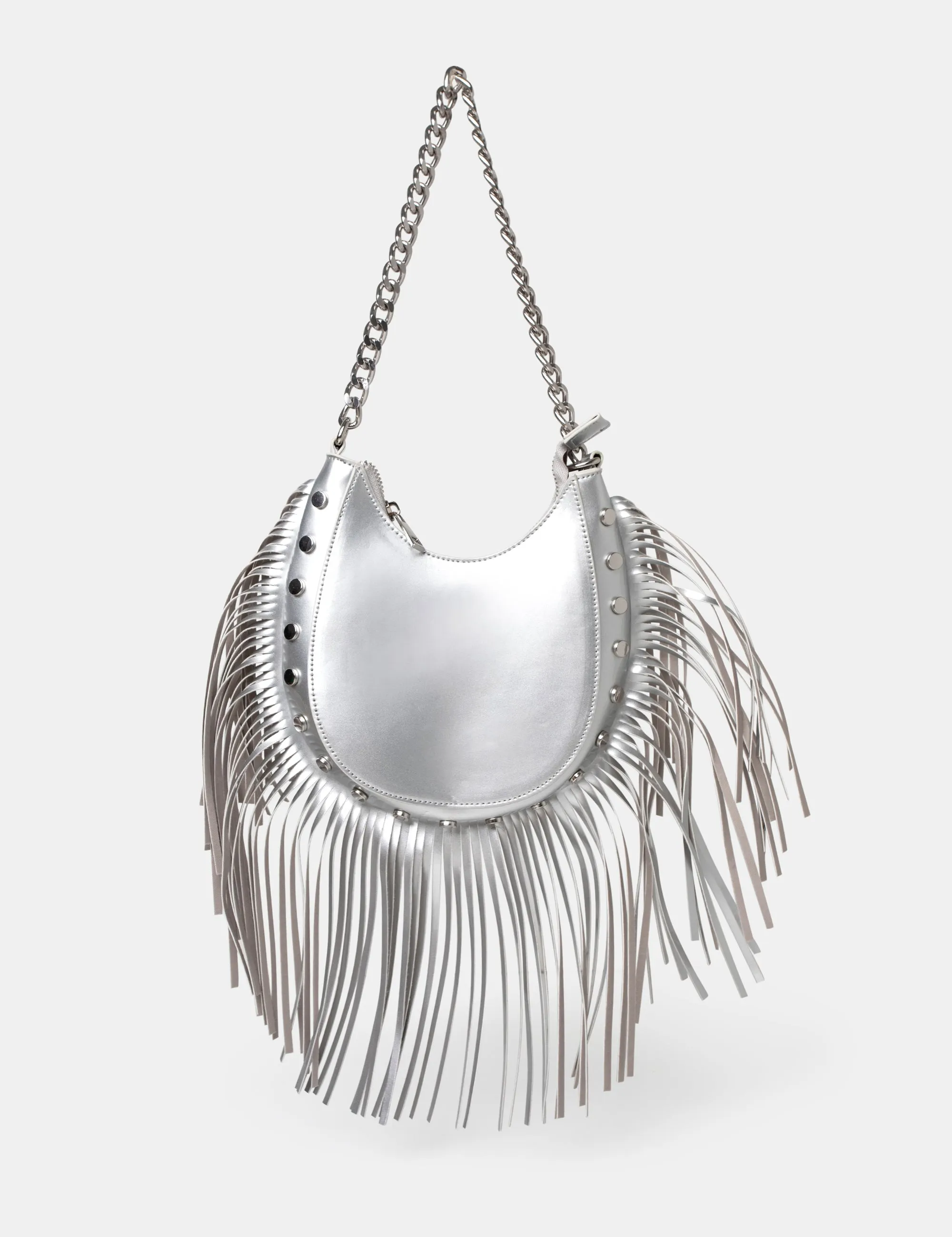 The Western Silver Metallic Tassle Shoulder Bag sold by Public Desire product image thumbnail 2