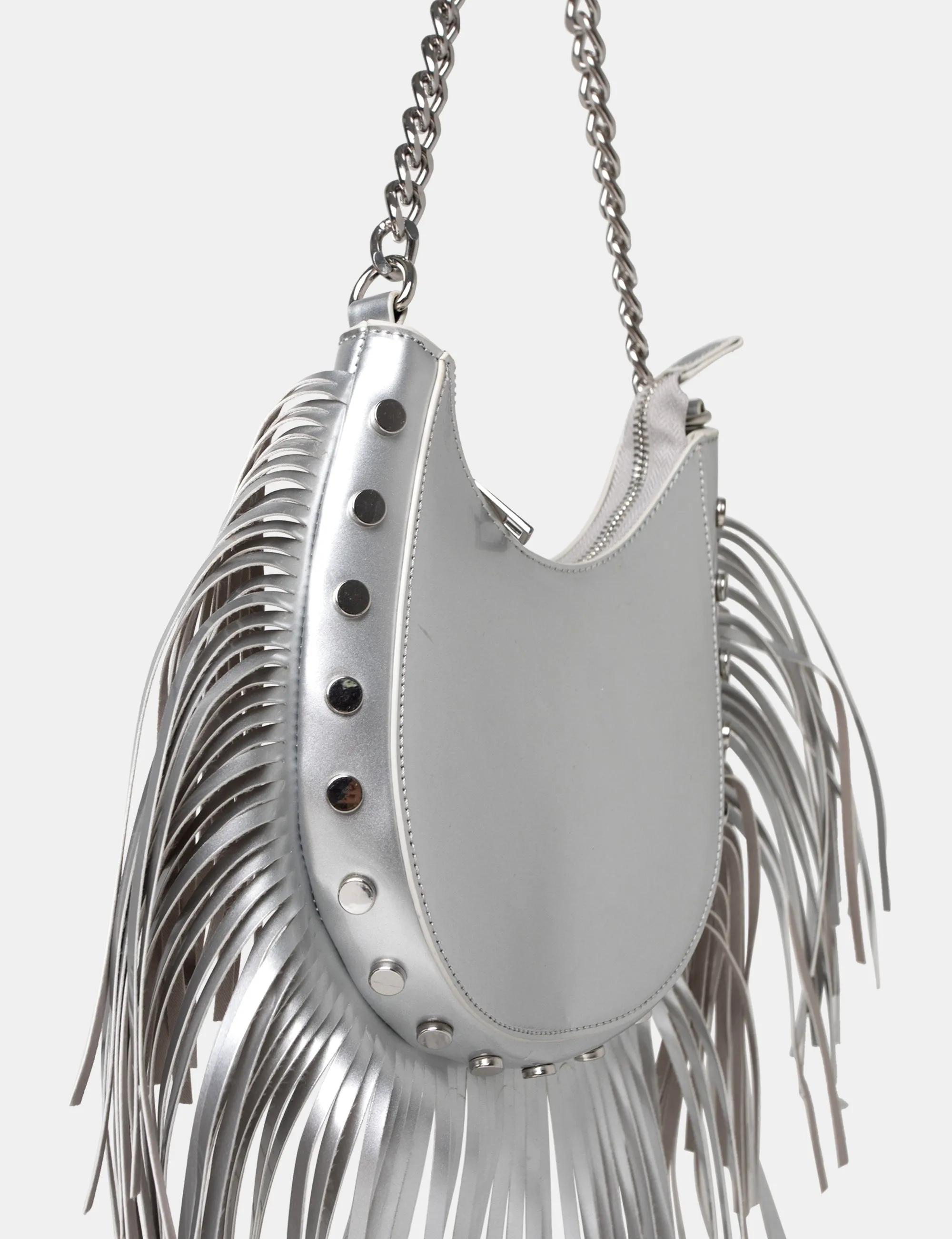 The Western Silver Metallic Tassle Shoulder Bag sold by Public Desire product image thumbnail 3