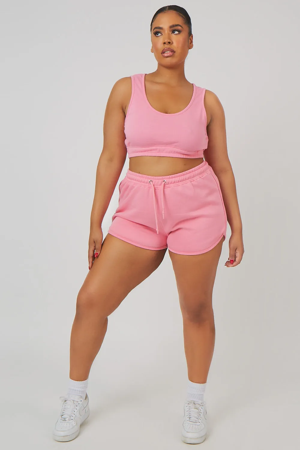 Curve Elasticated Waist Sweat Scoop Neck Crop Top Pink sold by Public Desire