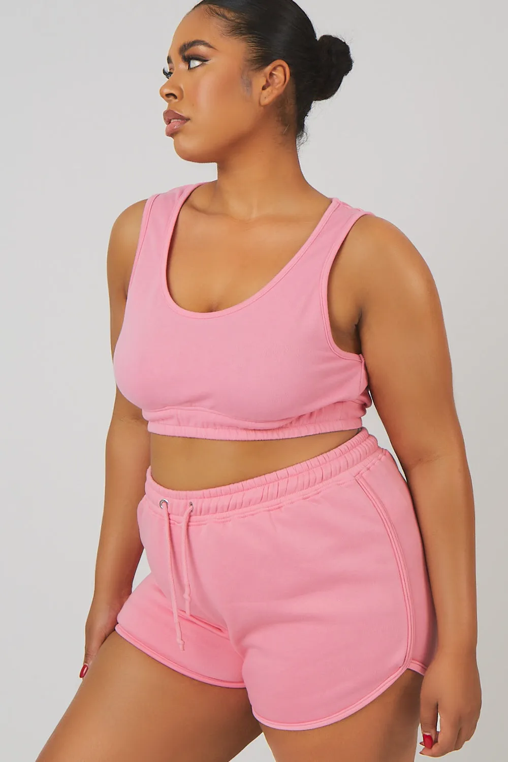 Curve Elasticated Waist Sweat Scoop Neck Crop Top Pink sold by Public Desire product image thumbnail 2