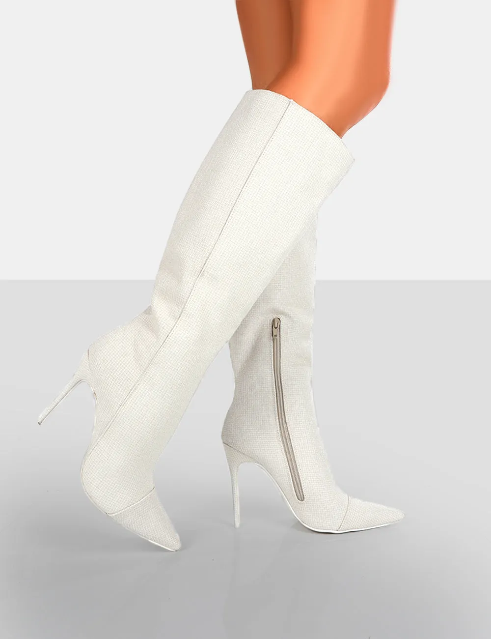 Horizon Linen Ecru Stiletto Knee High Boots sold by Public Desire product image thumbnail 4