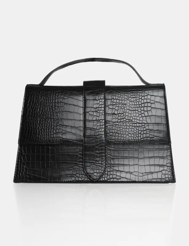 The Mika Black Croc Bag sold by Public Desire