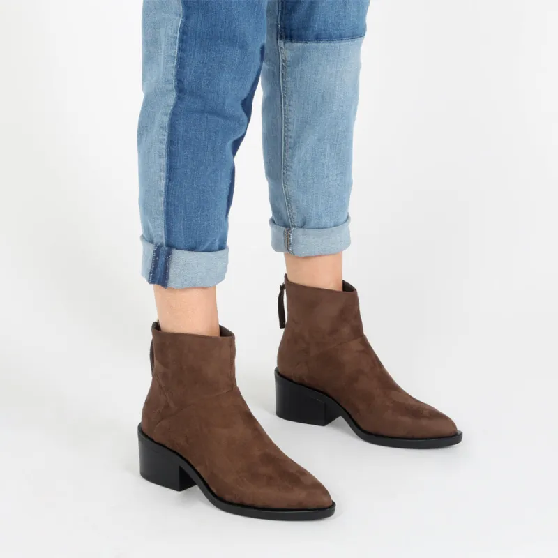 Isabella Ankle Boots in Taupe Faux Suede sold by Public Desire