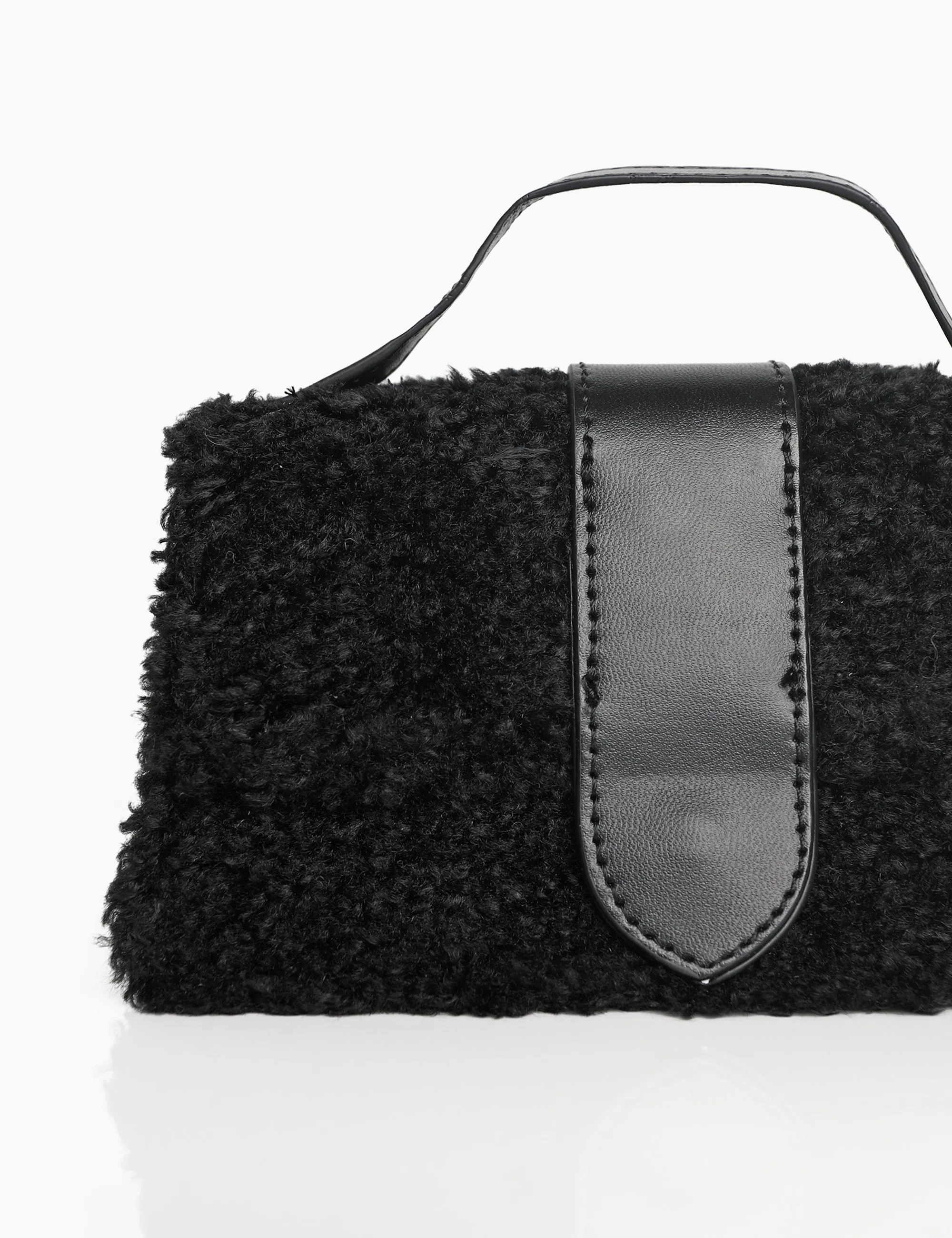 The Mika Black Shearling Mini Bag sold by Public Desire product image thumbnail 3
