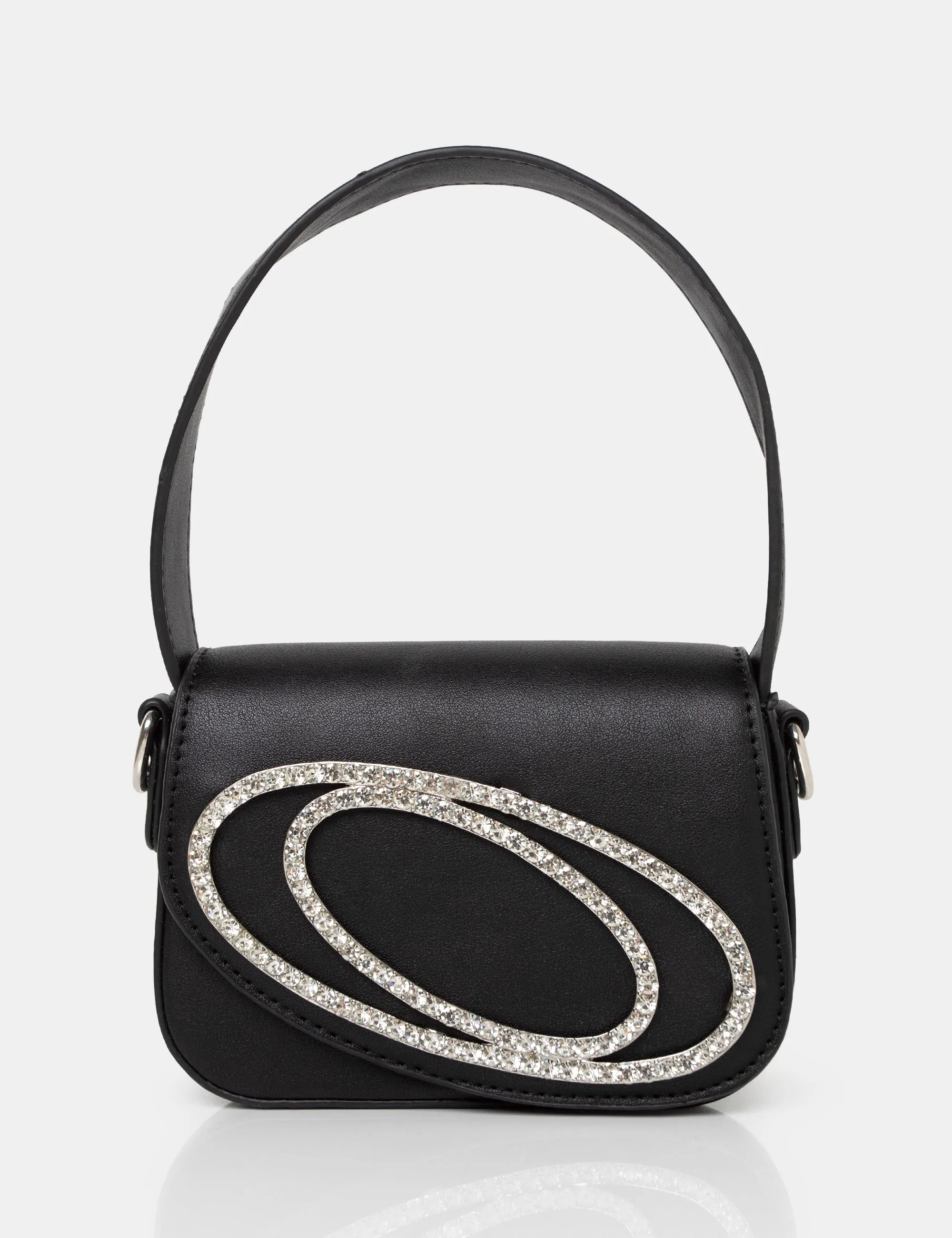 The Tonic Black Pu Diamante Mini Grab Bag sold by Public Desire