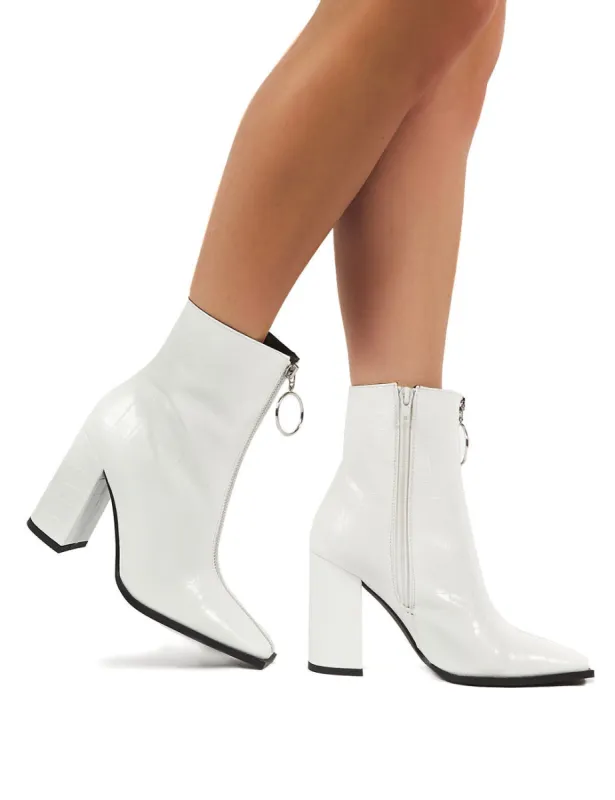 Payback White Croc Zip Ankle Boot sold by Public Desire