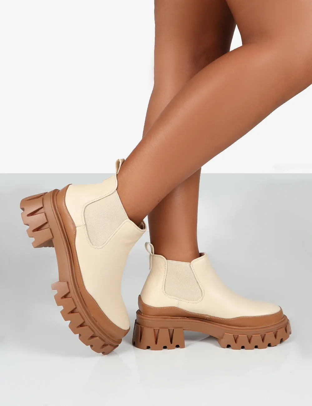 Kaya Off White Pu Chunky Sole Chelsea Boots sold by Public Desire product image thumbnail 4