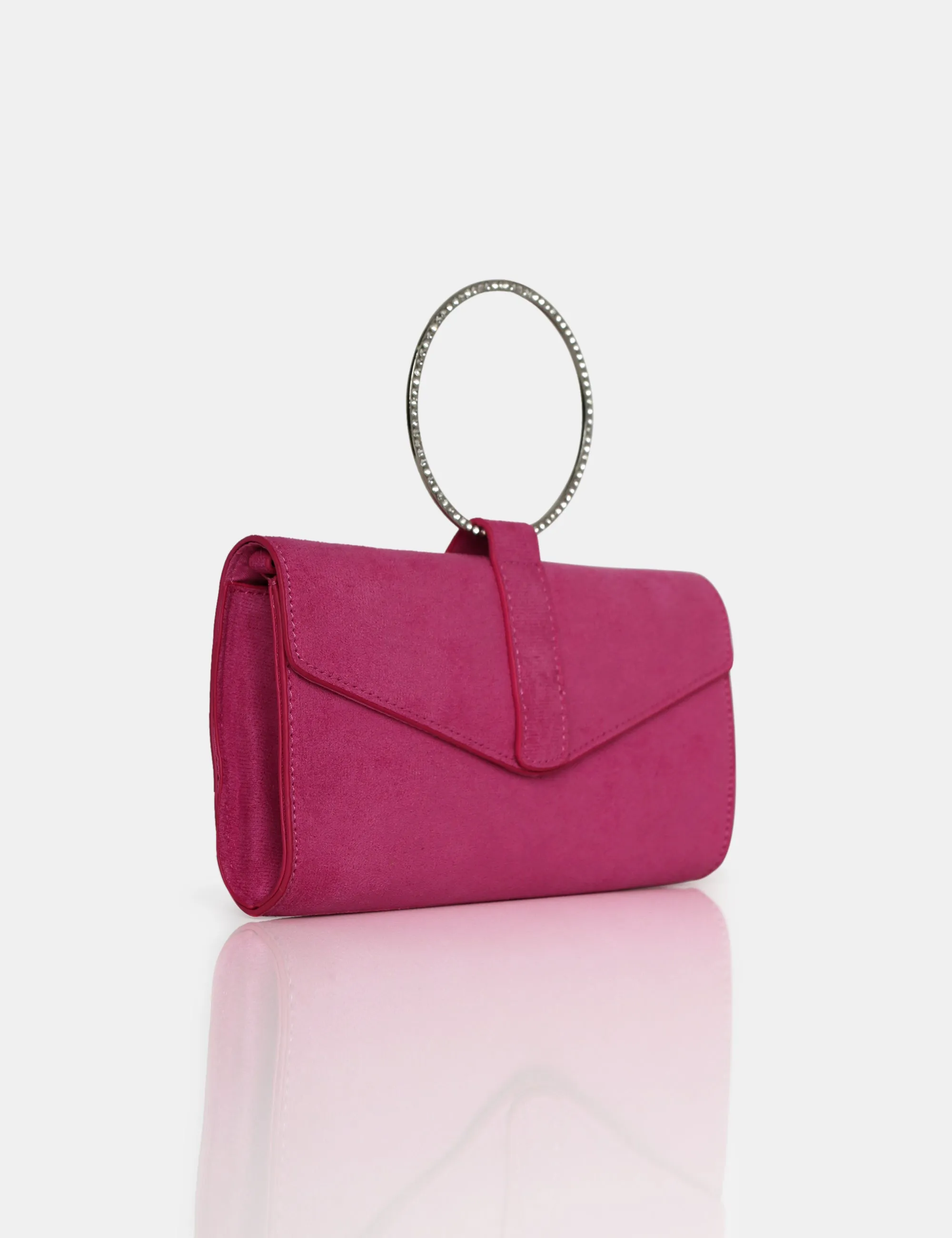 The Pammy Pink Suede Diamante Handle Envelope Clutch sold by Public Desire product image thumbnail 2