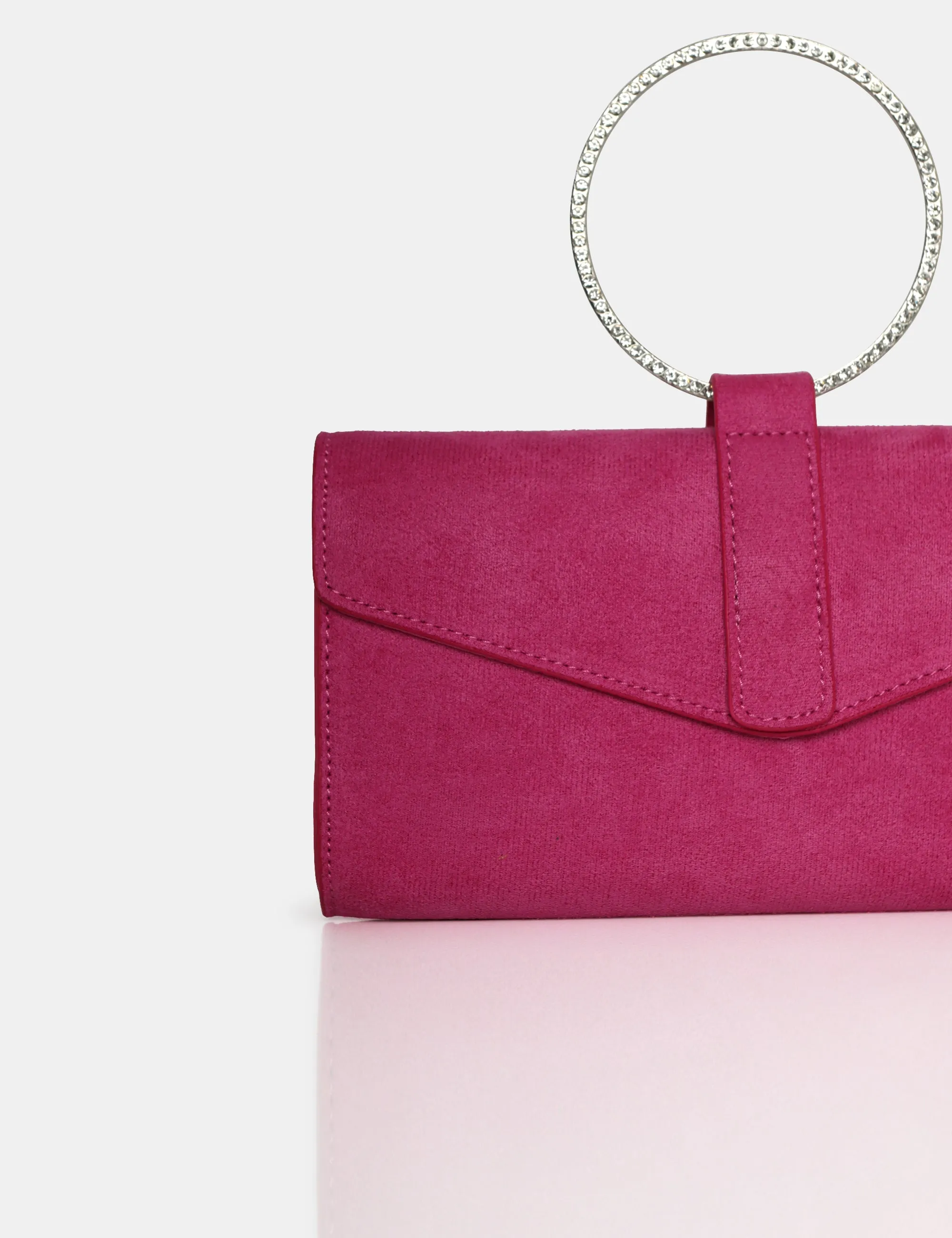 The Pammy Pink Suede Diamante Handle Envelope Clutch sold by Public Desire product image thumbnail 3