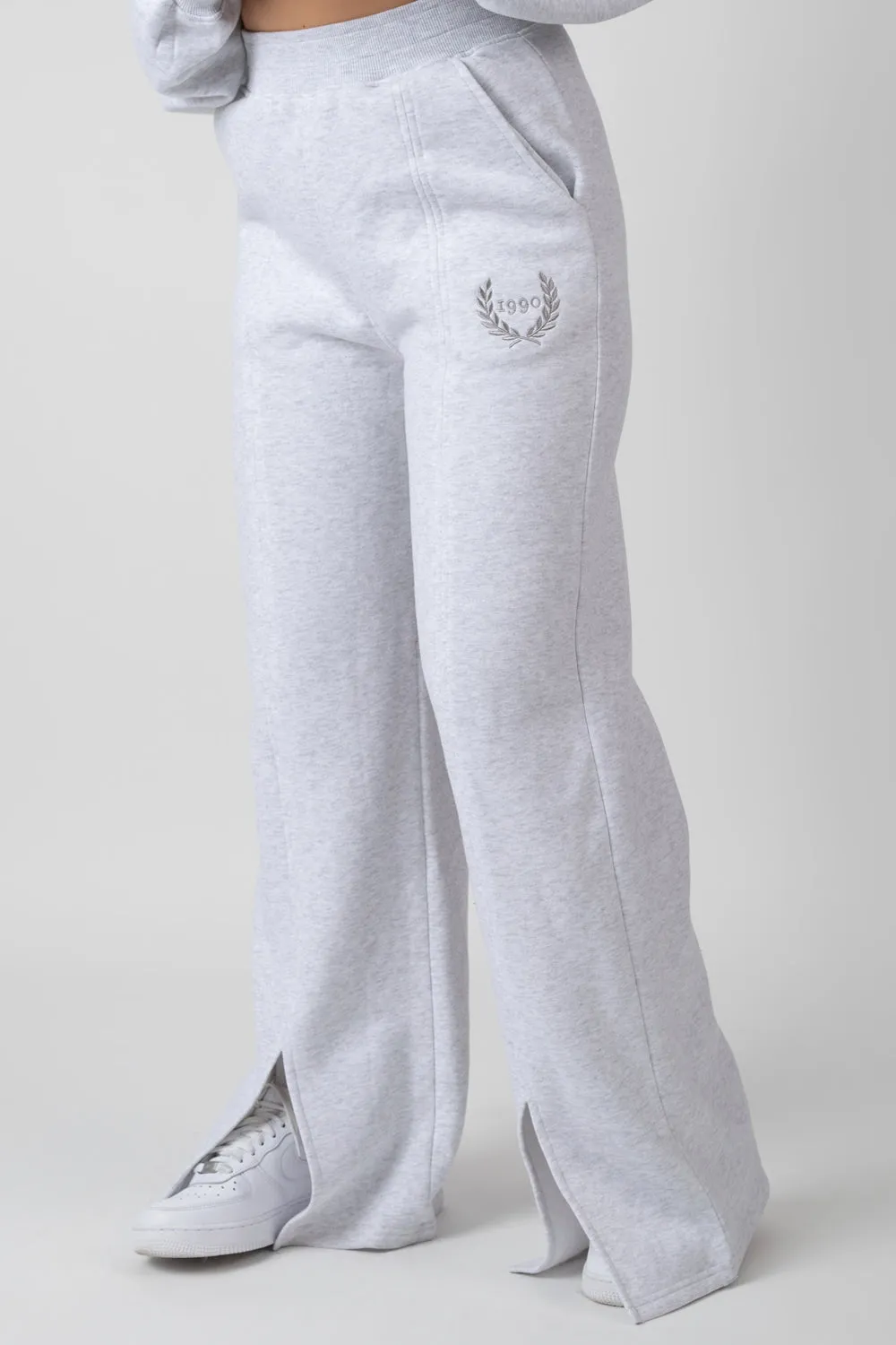 Oversized Fit Embroidered Split Front Joggers Oatmeal Marl sold by Public Desire product image thumbnail 3