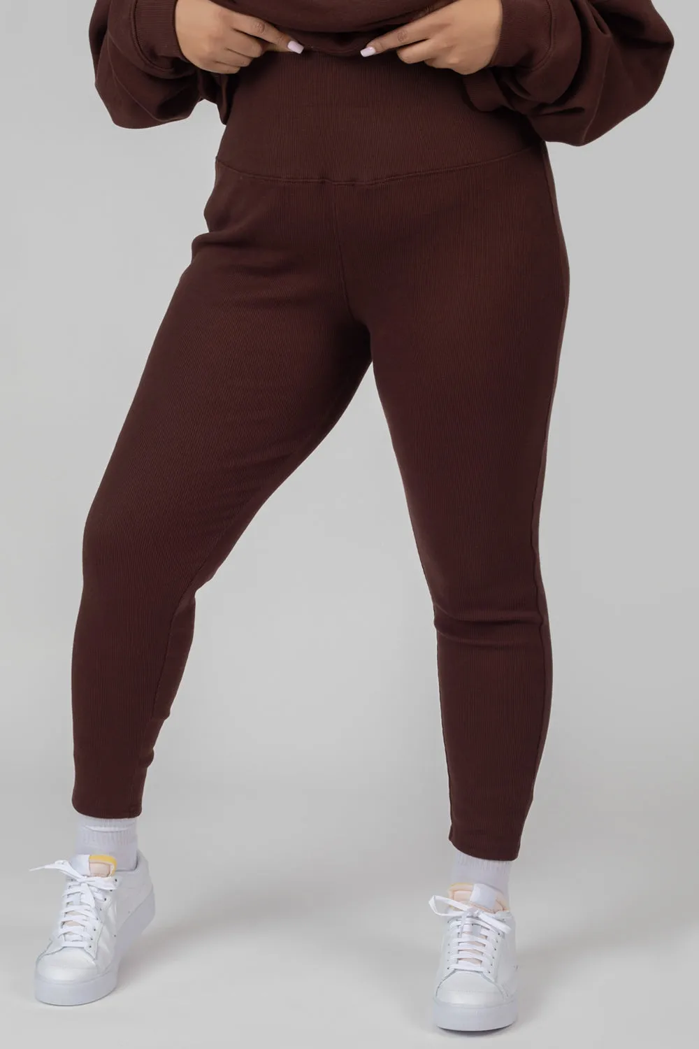 Curve Thick Waistband Ribbed Leggings Coffee sold by Public Desire product image thumbnail 2