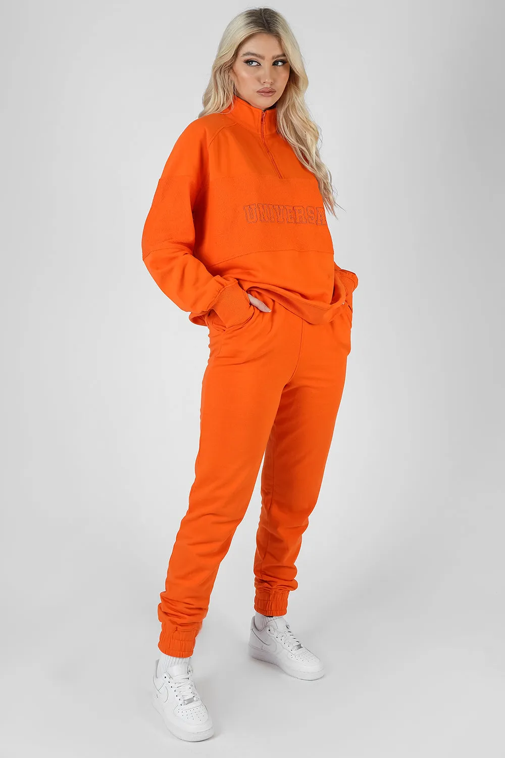 Universal Reverse Panel Half Zip Pullover Sweatshirt Orange sold by Public Desire product image thumbnail 4