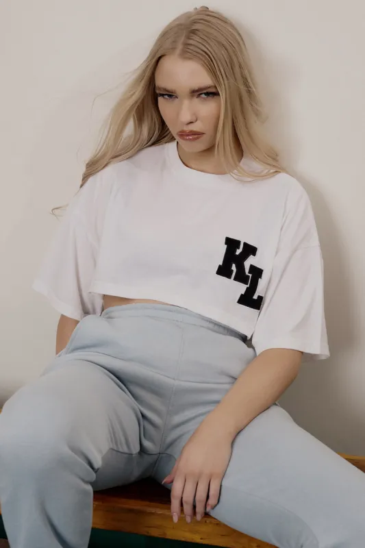 Varsity Super Cropped T-Shirt White sold by Public Desire