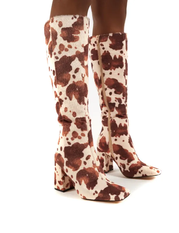 Apology Cowhide Knee High Block Heel Boots sold by Public Desire