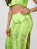 Ladder Detail Maxi Skirt Green sold by Public Desire