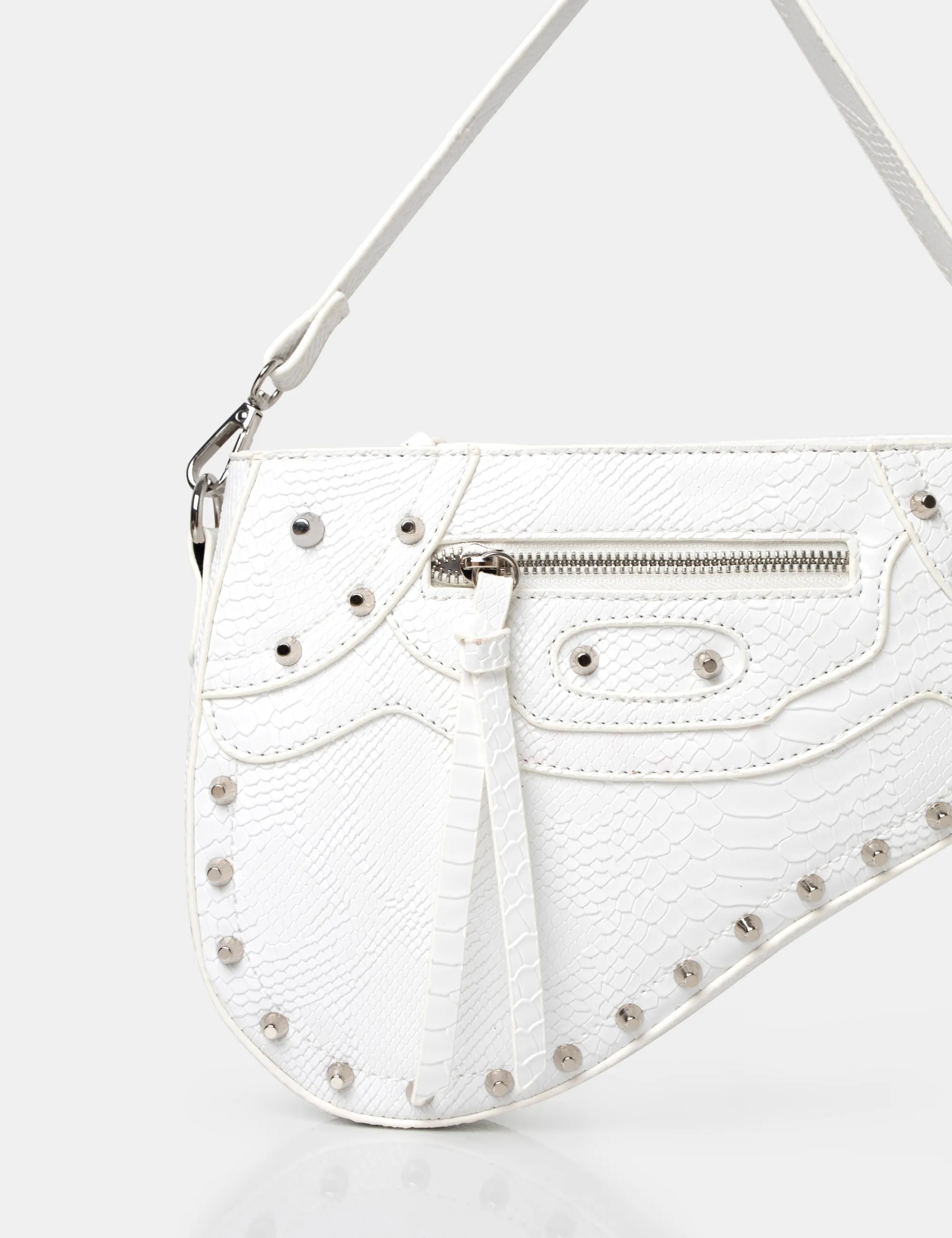The Fox White Croc Studded Saddle Shoulder Bag sold by Public Desire product image thumbnail 3