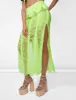 Ladder Detail Maxi Skirt Green sold by Public Desire